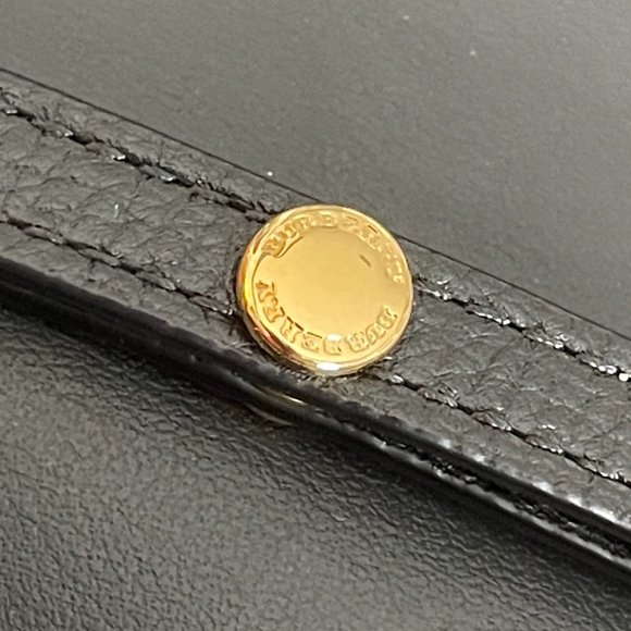 Burberry Henley Check Chain Crossbody Wallet Bag Leather & Fabric Black - Picture 4 of 13